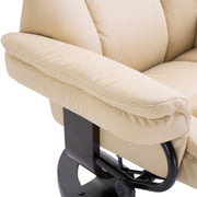 Recliner Chair and Footstool Set with Swivel Base and Adjustable Backrest for Lounge Cream