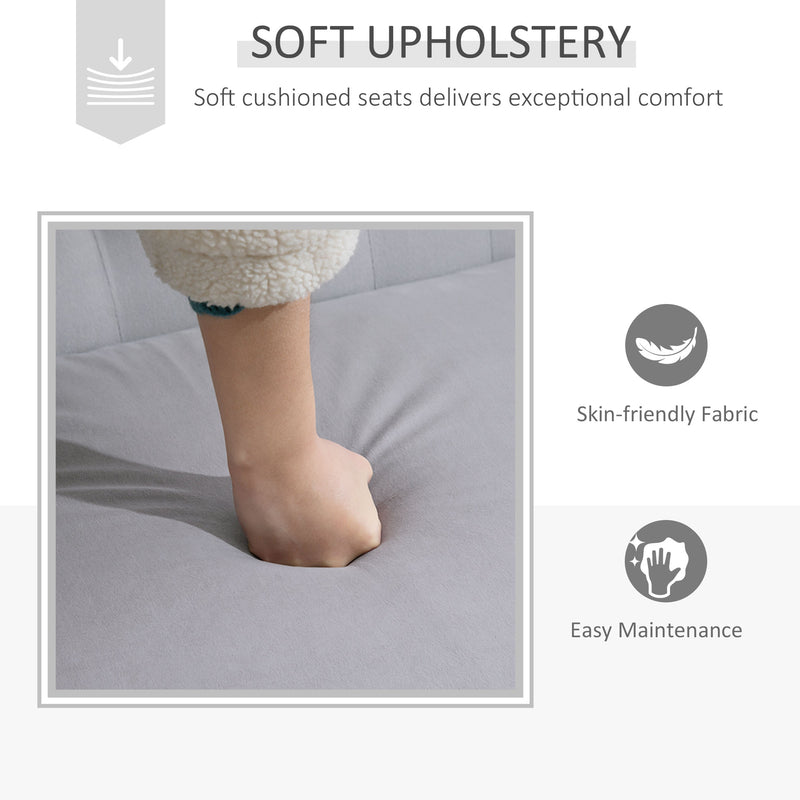 Compact 2 Seater Loveseat Sofa with Wooden Frame for Bedroom or Lounge, Grey