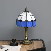 Handmade Stained Glass Table Lamp for Bedroom or Living Room with Antique Style, Blue