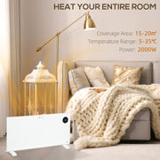2000W Electric Convector Heater With Thermostat And Timer For Home Or Office Use White