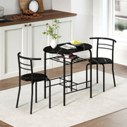 Three Piece Space Saving Dining Set with Stools Ideal for Small Kitchens Black
