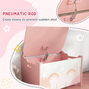 Kids Bedroom Furniture Set with Bed Toy Chest and Dressing Table for Ages 3 to 6 Pink AOSOM