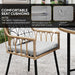 Light Brown 5 Piece Rattan Patio Dining Set with Cushions and Glass Table by Outsunny