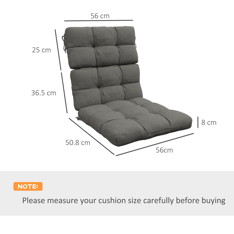 2 Piece Garden Chair Cushion Set with Backrest and Ties Ideal for Patio Seating, Charcoal Grey