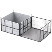 7 Panel Dog Whelping Box with Washable Pads Windproof Fabric for Small Medium Dogs by PawHut