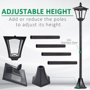 Set of 2 1.6M Solar Post Lights Dimmable LED Lanterns for Garden Pathway by Outsunny
