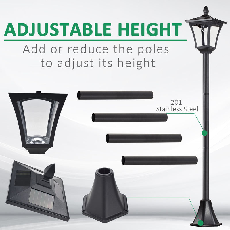 Set of 2 1.6M Solar Post Lights Dimmable LED Lanterns for Garden Pathway by Outsunny