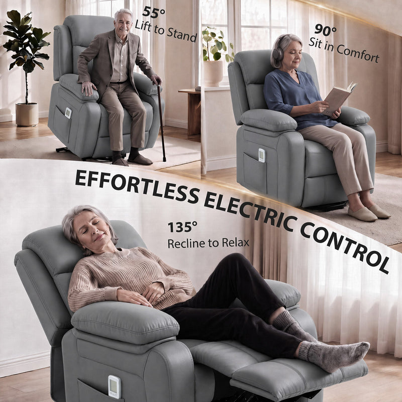 Electric Riser Recliner Chair Grey - lift and recline positions
