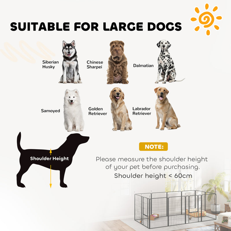 12 Panel Heavy Duty Dog Playpen With Doors 100cm High for Large Dogs Black by PawHut