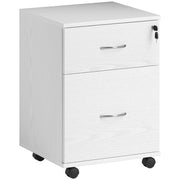 Lockable Mobile Filing Cabinet with Two Drawers for Home Office White Wood Grain by HOMCOM