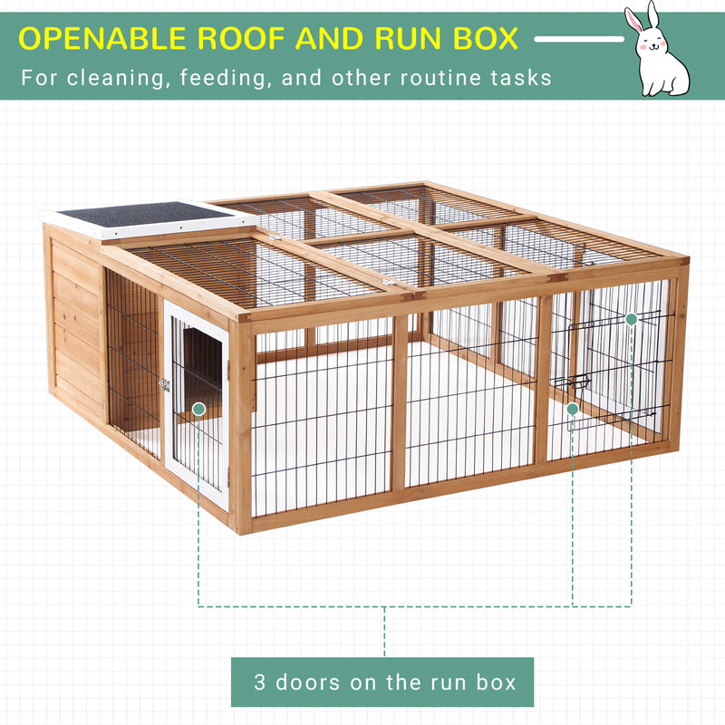 Outdoor Rabbit Hutch and Guinea Pig Run With Openable Roof for 2 Pets Yellow AOSOM