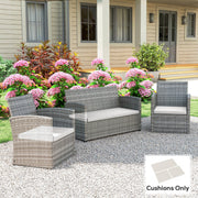 Outdoor Seat Cushion Set for Rattan or Garden Furniture with Removable Covers Cream White Outsunny