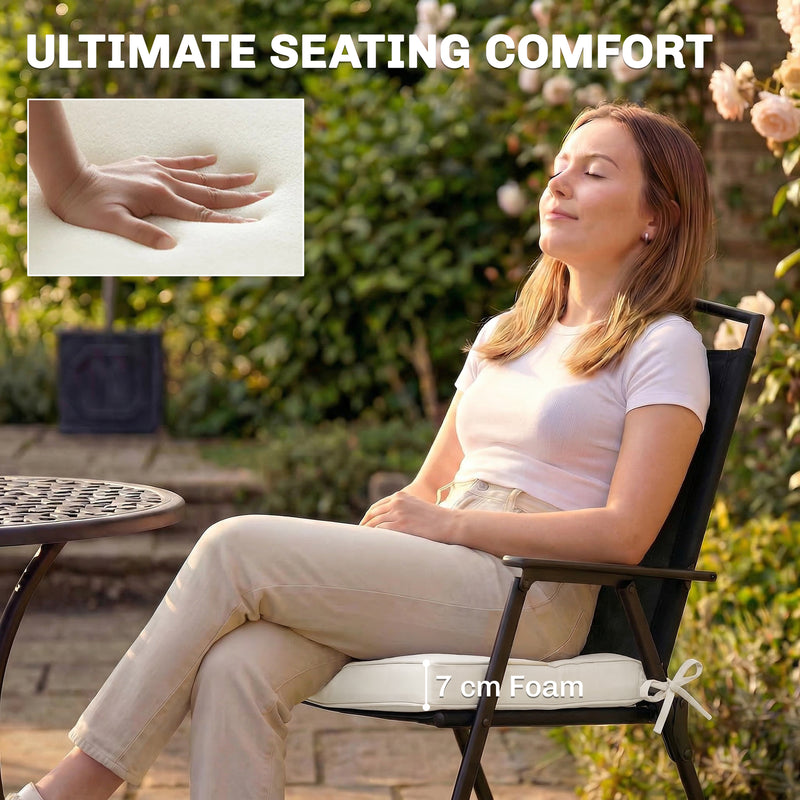 Outdoor Seat Cushions for Garden Chairs with Thick Foam and Water-Repellent Covers Cream White Outsunny
