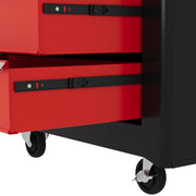 5 Drawer Lockable Steel Tool Chest With Wheels And Handle For Garage Or Workshop Red