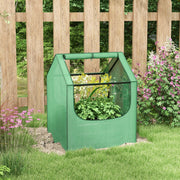 Raised Garden Planter Bed with Mini Greenhouse for Vegetables and Herbs Green and Silver AOSOM