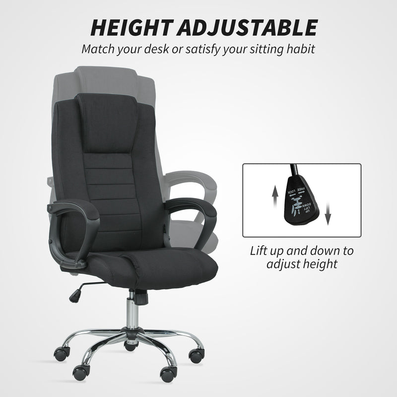 Ergonomic Swivel Office Chair With Linen Look Upholstery For Home Or Desk Use Black