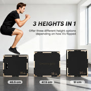 Wooden Plyo Jump Box with Non Slip Surface for Safe Home Workouts 40.5 x 51 x 47.5 cm Natural AOSOM