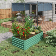 Galvanised Steel Raised Garden Bed With Reinforced Frame For Outdoor Planting Light Green AOSOM