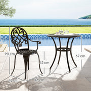 Three Piece Black Aluminium Garden Bistro Set Weather Resistant by Outsunny