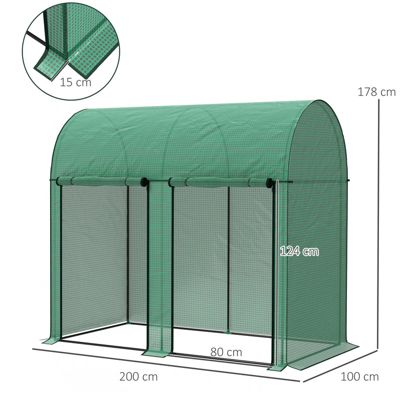 Walk In Garden Greenhouse With Zipped Door For Growing Plants And Herbs Green AOSOM