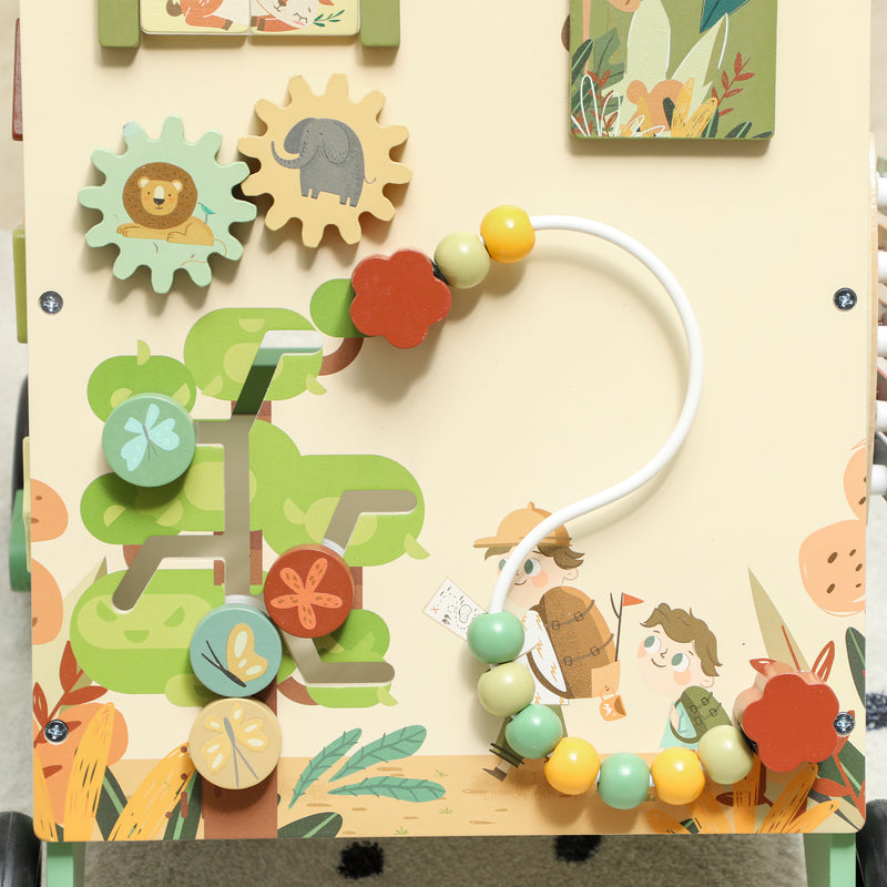 Wooden Baby Push Walker With Xylophone Bead Maze And Speed Control Toy Green AOSOM