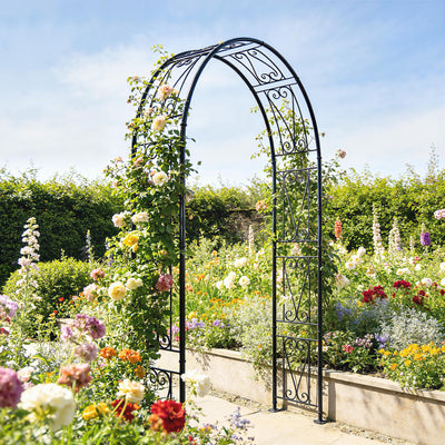 Metal Garden Arch for Climbing Plants and Outdoor Decorations Black Outsunny