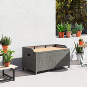 Grey 130L Rattan Garden Storage Box with Seat for Outdoor Use by Outsunny