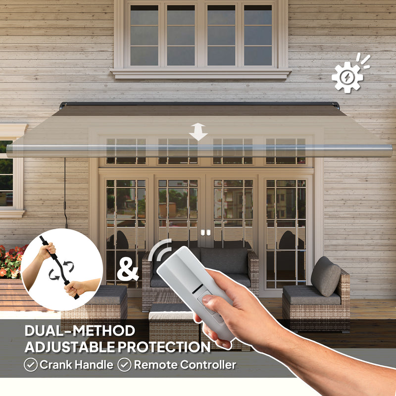 4x3m Electric Retractable Awning with Remote Control UPF50+ Sun Shade Light Grey by Outsunny