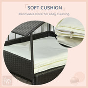 Extendable Elevated Rattan Dog Bed with Roof and Removable Cushion for Outdoors Cream