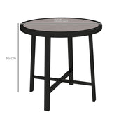 Round Small Garden Table 50.5cm Outdoor Side Table with SPC Top and Metal Frame Grey by Outsunny