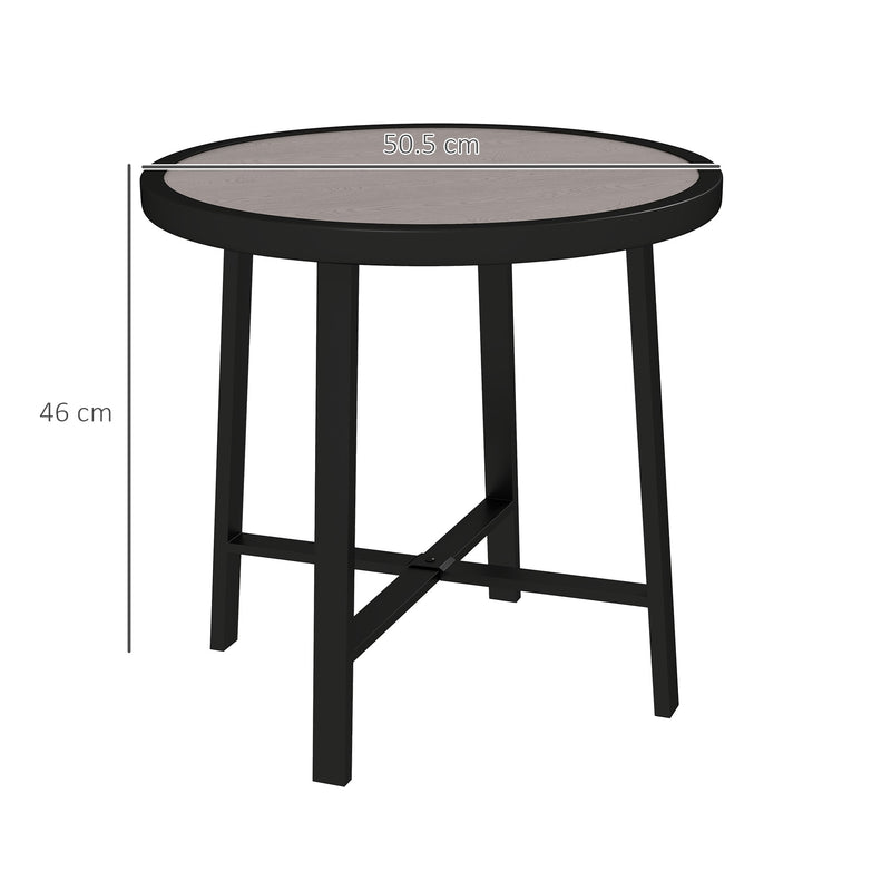Round Small Garden Table 50.5cm Outdoor Side Table with SPC Top and Metal Frame Grey by Outsunny