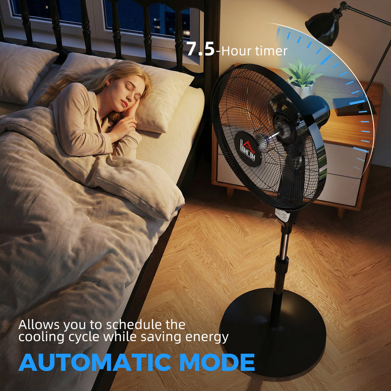 Pedestal Fan with Remote Control for Adjustable Cooling in Home or Office Black AOSOM