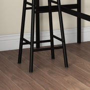 Bar Table and Stools Set for Two Compact Dining with Oak Effect Top White Frame AOSOM