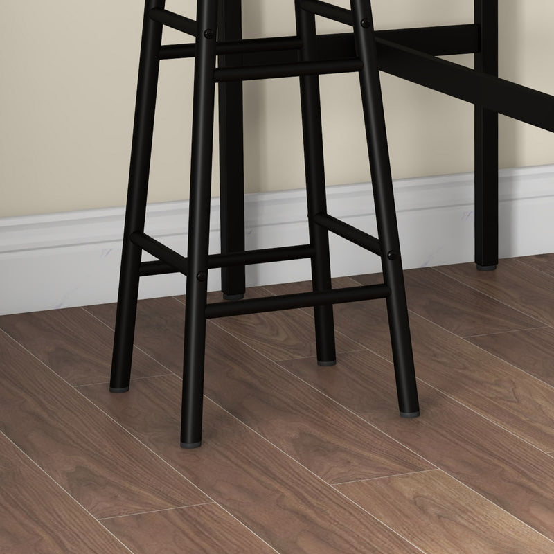Bar Table and Stools Set for Two Compact Dining with Oak Effect Top White Frame AOSOM