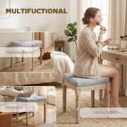 Cushioned Bench with Vintage Style for Extra Seating or Footrest Light Grey Cream AOSOM