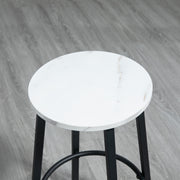 Three Piece Marble Effect Bar Table Set with Stools White and Black by HOMCOM