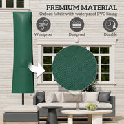 Parasol Cover for Garden Umbrellas Weather Protection with Secure Fastening, Green Outsunny