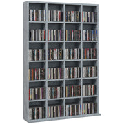Tall CD Storage Unit with Adjustable Shelves for Living Room or Office Cement Grey