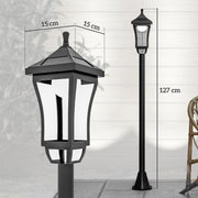 Solar Garden Lamp Post Light with LED Cool White Glow for Pathway or Patio Use Black