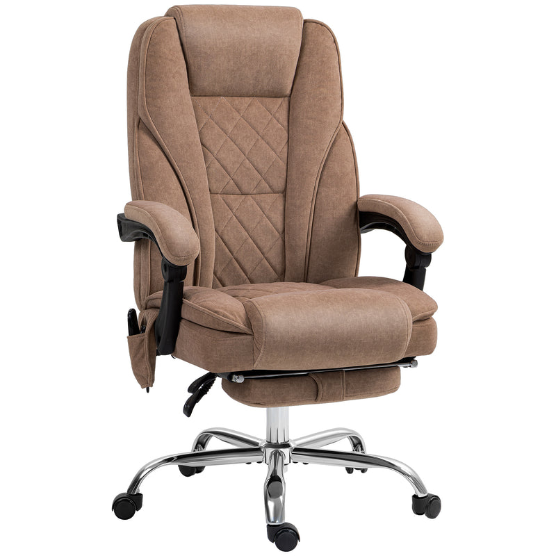 Heated Reclining Massage Office Chair with Footrest and Adjustable Height for Home Desk, Brown