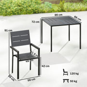 Garden Dining Set for 4 with Weather Resistant Table and Chairs Easy Care Black Outsunny