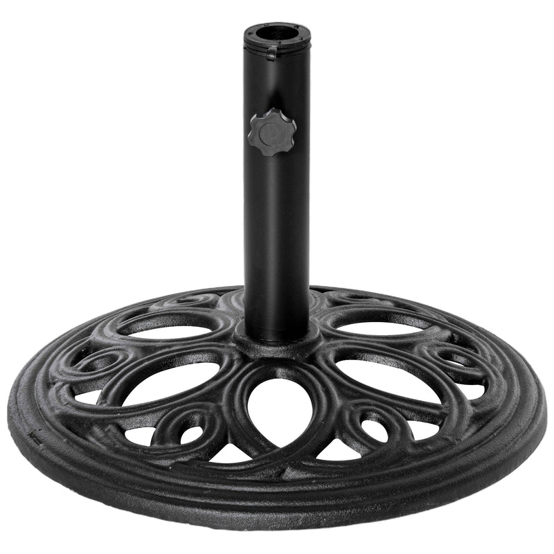 Garden Parasol Base For 38-48mm Poles, Heavy Cast Metal for Stable Patio Umbrella Support Black