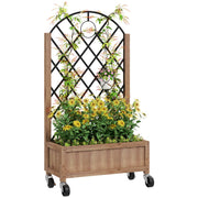 Wooden Garden Planter with Metal Trellis Brown Black by Outsunny