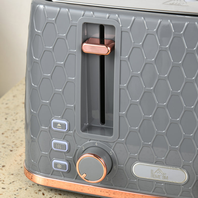 Grey Four Slice Honeycomb Toaster with Adjustable Browning Control by HOMCOM