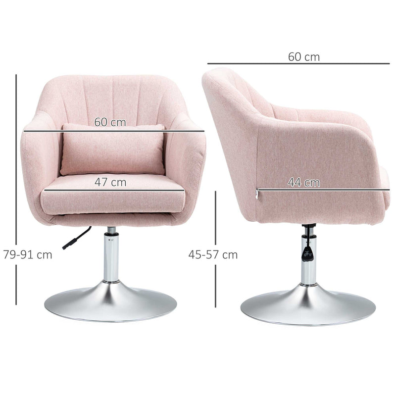 Swivel Accent Chair with Adjustable Height and Lumbar Support for Office or Bedroom Pink