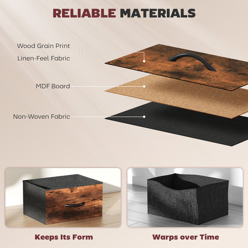 Chest of 8 Fabric Drawers with Wood Top for Bedroom or Hallway Storage Rustic Brown