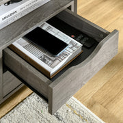 Grey Industrial Side Table with Drawers and Open Shelf for Bedroom or Living Room by HOMCOM