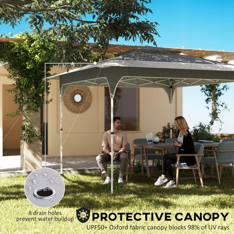 Pop Up Garden Gazebo with Double Tier Roof for Sun Protection and Easy Setup Dark Grey