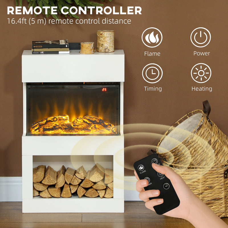 Electric Fireplace with 3D Flame Effect and Remote Control for Living Room Heating White