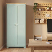 Tall Green Freestanding Storage Cabinet For Kitchen with 4 Shelves - Modern Design 80x48x172cm Homcom
